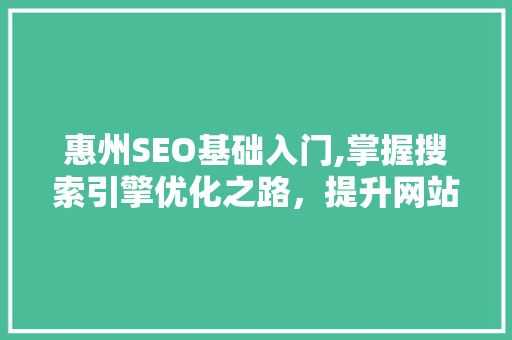 惠州SEO基础入门,掌握搜索引擎优化之路，提升网站流量与排名  第1张