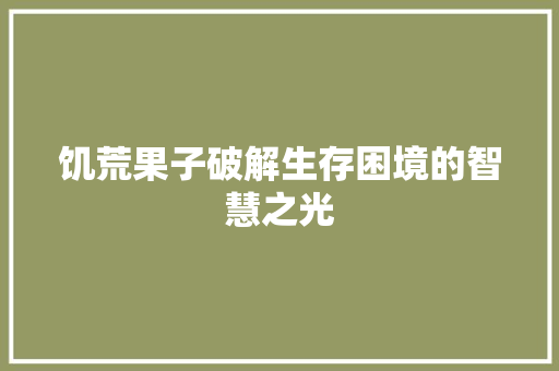 饥荒果子破解生存困境的智慧之光
