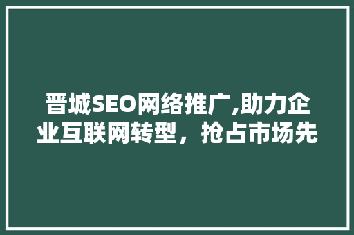 晋城SEO网络推广,助力企业互联网转型，抢占市场先机