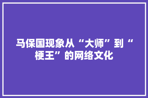 马保国现象从“大师”到“梗王”的网络文化  第1张