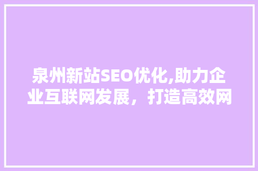 泉州新站SEO优化,助力企业互联网发展，打造高效网络品牌形象