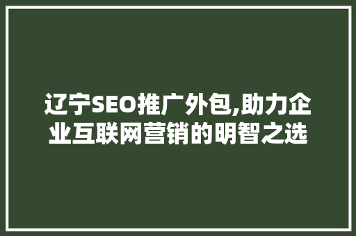 辽宁SEO推广外包,助力企业互联网营销的明智之选
