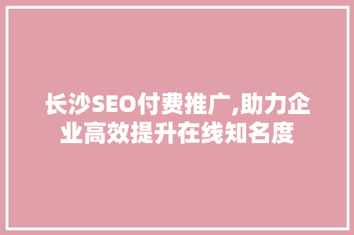 长沙SEO付费推广,助力企业高效提升在线知名度