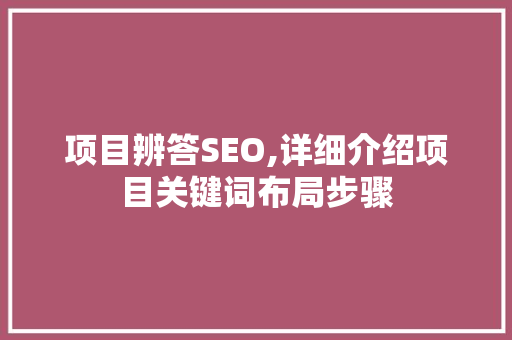 项目辨答SEO,详细介绍项目关键词布局步骤
