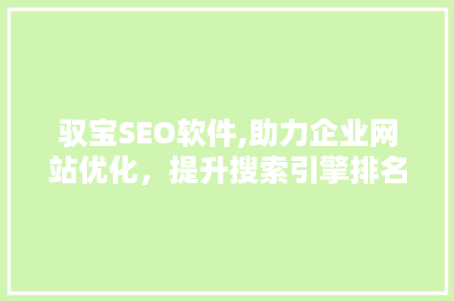 驭宝SEO软件,助力企业网站优化，提升搜索引擎排名