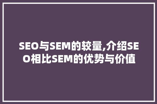 SEO与SEM的较量,介绍SEO相比SEM的优势与价值  第1张