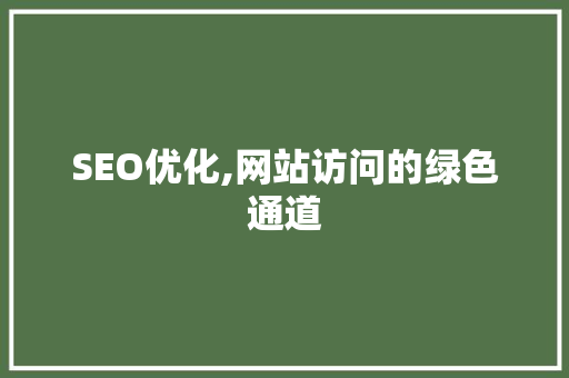 SEO优化,网站访问的绿色通道