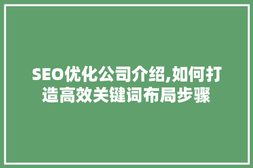 SEO优化公司介绍,如何打造高效关键词布局步骤