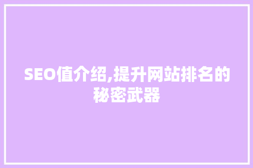 SEO值介绍,提升网站排名的秘密武器