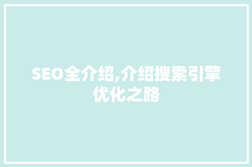 SEO全介绍,介绍搜索引擎优化之路