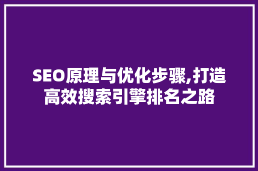 SEO原理与优化步骤,打造高效搜索引擎排名之路