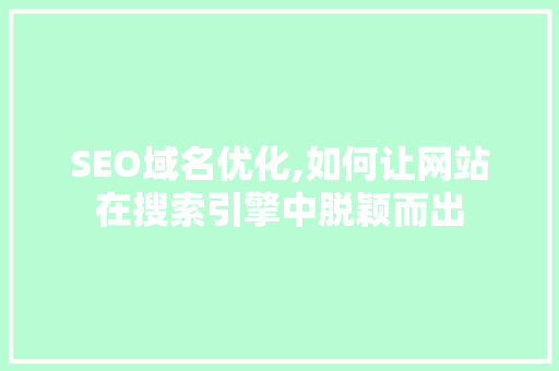 SEO域名优化,如何让网站在搜索引擎中脱颖而出