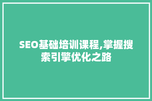 SEO基础培训课程,掌握搜索引擎优化之路