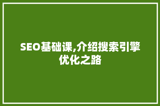 SEO基础课,介绍搜索引擎优化之路