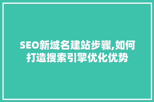 SEO新域名建站步骤,如何打造搜索引擎优化优势