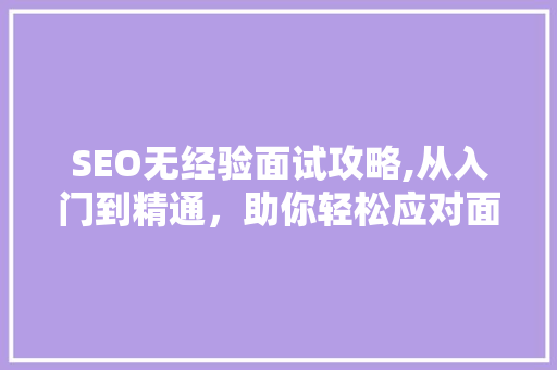SEO无经验面试攻略,从入门到精通，助你轻松应对面试挑战