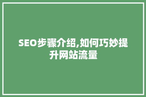 SEO步骤介绍,如何巧妙提升网站流量
