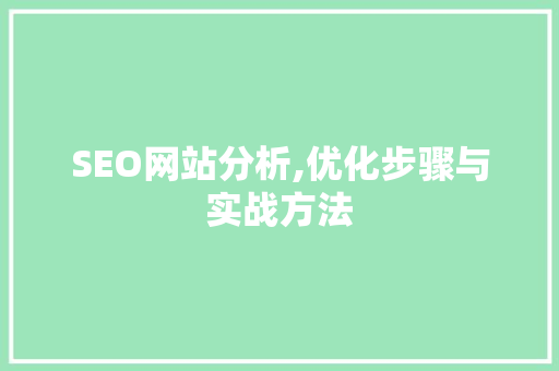 SEO网站分析,优化步骤与实战方法