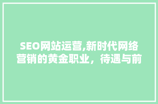SEO网站运营,新时代网络营销的黄金职业，待遇与前景分析
