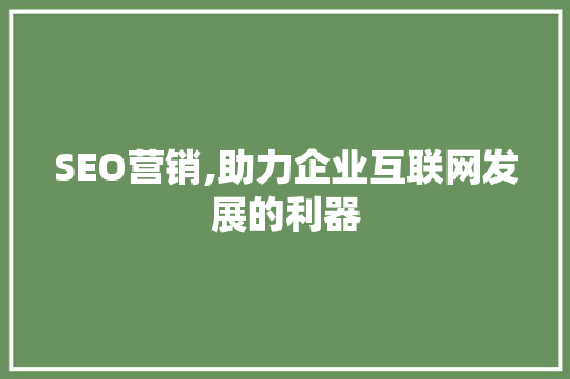 SEO营销,助力企业互联网发展的利器