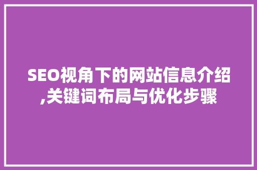 SEO视角下的网站信息介绍,关键词布局与优化步骤