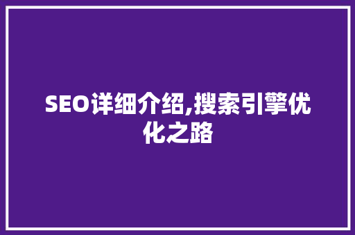 SEO详细介绍,搜索引擎优化之路