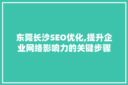 东莞长沙SEO优化,提升企业网络影响力的关键步骤
