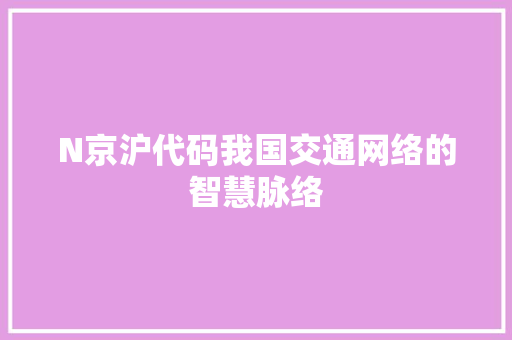 N京沪代码我国交通网络的智慧脉络