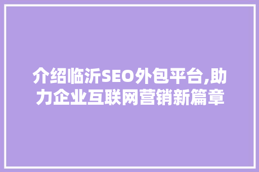 介绍临沂SEO外包平台,助力企业互联网营销新篇章