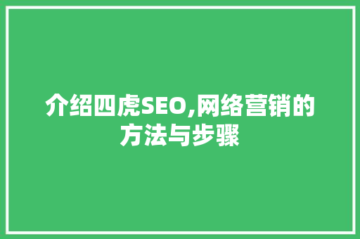 介绍四虎SEO,网络营销的方法与步骤