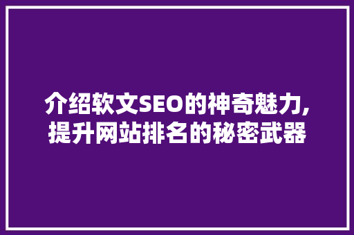介绍软文SEO的神奇魅力,提升网站排名的秘密武器