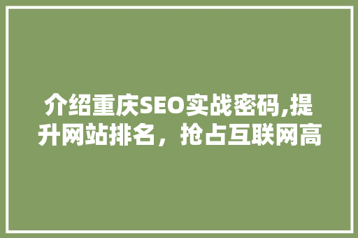 介绍重庆SEO实战密码,提升网站排名，抢占互联网高地