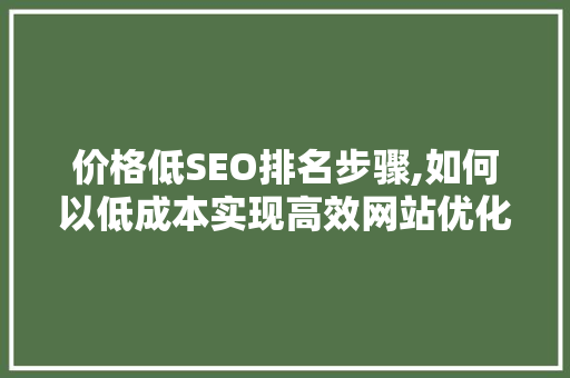 价格低SEO排名步骤,如何以低成本实现高效网站优化