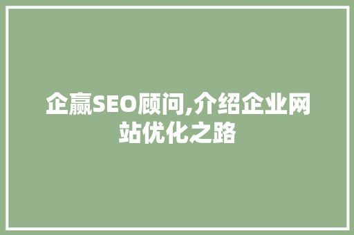 企赢SEO顾问,介绍企业网站优化之路
