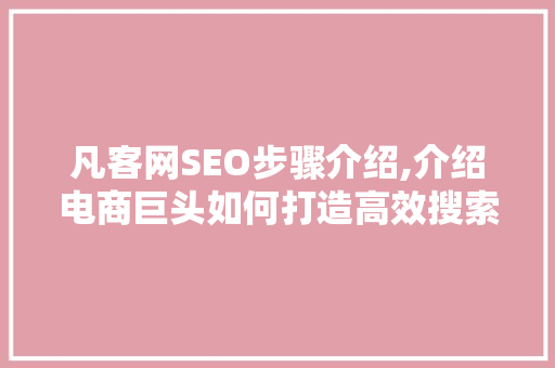 凡客网SEO步骤介绍,介绍电商巨头如何打造高效搜索引擎优化