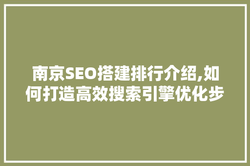 南京SEO搭建排行介绍,如何打造高效搜索引擎优化步骤