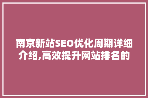 南京新站SEO优化周期详细介绍,高效提升网站排名的方法  第1张