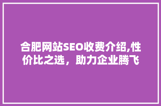 合肥网站SEO收费介绍,性价比之选，助力企业腾飞