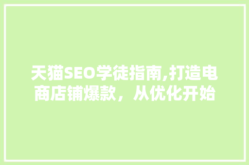 天猫SEO学徒指南,打造电商店铺爆款，从优化开始