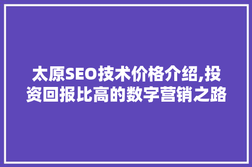 太原SEO技术价格介绍,投资回报比高的数字营销之路