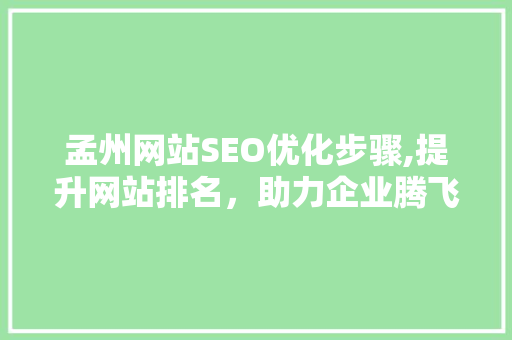 孟州网站SEO优化步骤,提升网站排名，助力企业腾飞