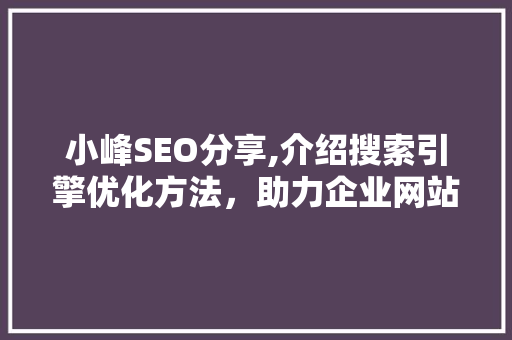 小峰SEO分享,介绍搜索引擎优化方法，助力企业网站提升排名
