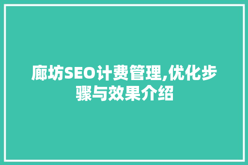 廊坊SEO计费管理,优化步骤与效果介绍