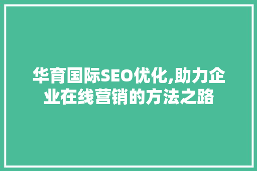 华育国际SEO优化,助力企业在线营销的方法之路