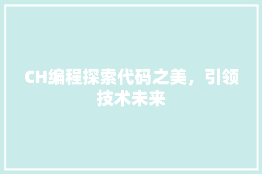 CH编程探索代码之美，引领技术未来