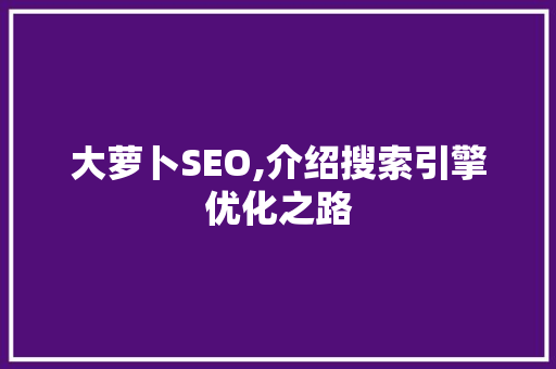 大萝卜SEO,介绍搜索引擎优化之路