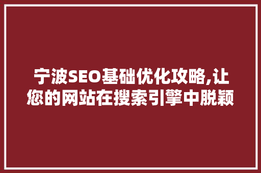 宁波SEO基础优化攻略,让您的网站在搜索引擎中脱颖而出