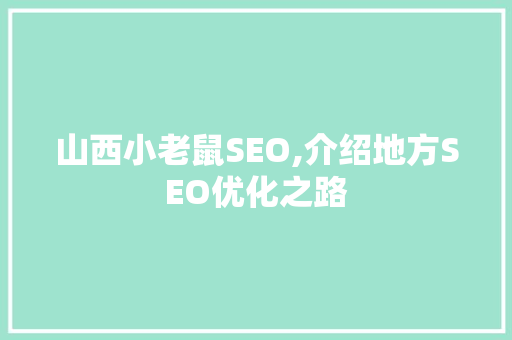 山西小老鼠SEO,介绍地方SEO优化之路