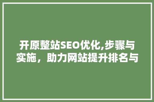 开原整站SEO优化,步骤与实施，助力网站提升排名与流量