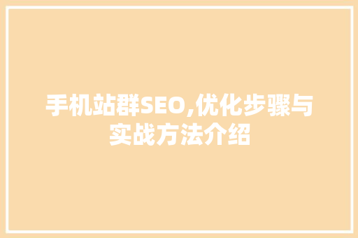 手机站群SEO,优化步骤与实战方法介绍